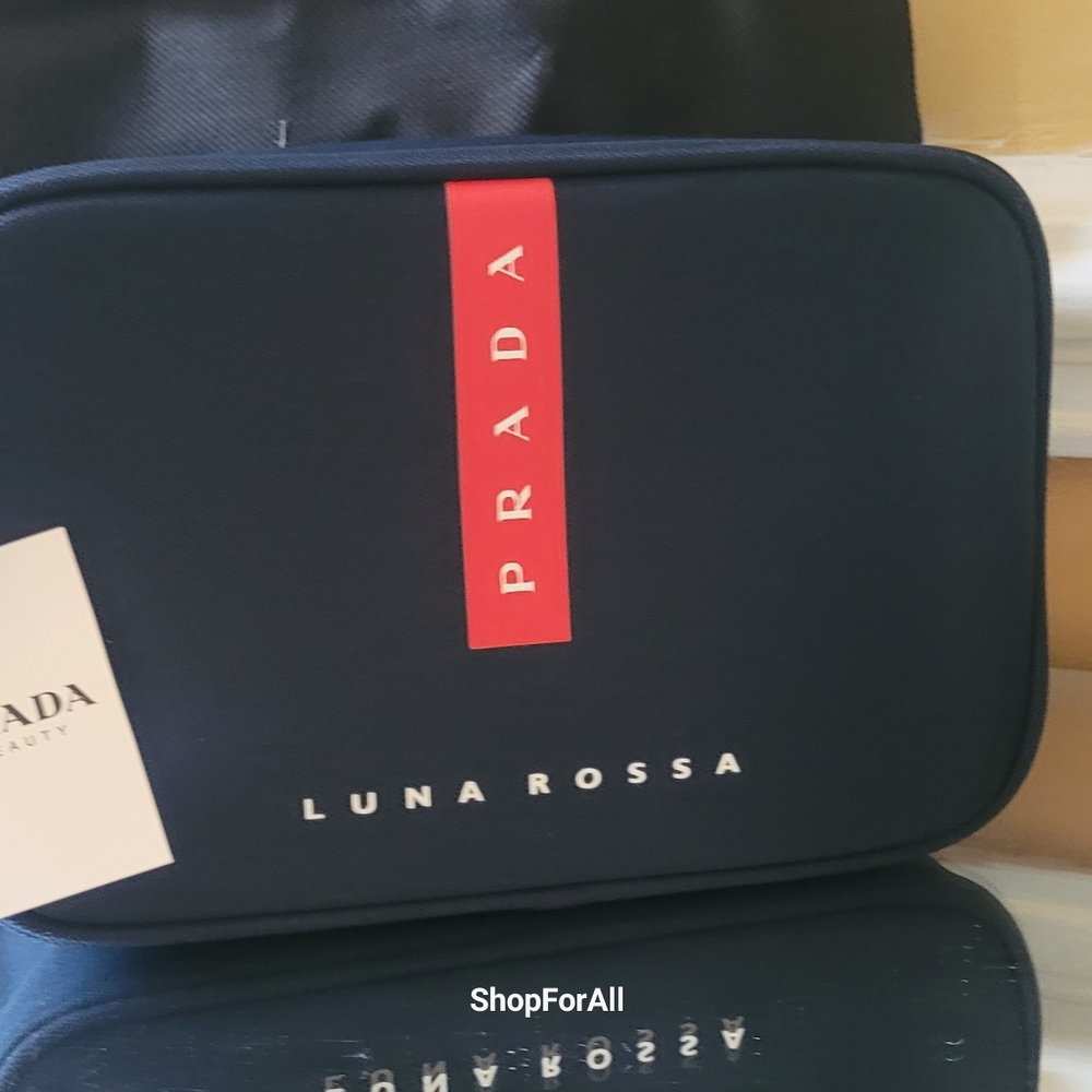 Prada Luna Rossa Black & Red pouch Travel bag Toiletry Dopp Kit Shavin… - Picture 8 of 16